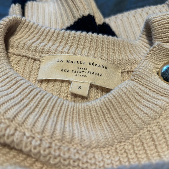 Sezane Gary jumper, size small. Striped Navy and Cream Sweater - Picture 2 of 3